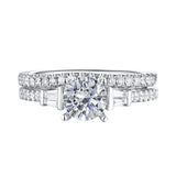 Fancy Cut Round and Taper Diamond Engagement Ring S2012076A and Matching Wedding Ring S2012076B
