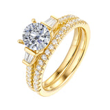 Fancy Cut Round and Taper Diamond Engagement Ring S2012076A and Matching Wedding Ring S2012076B