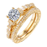 Fancy Cut Round and Taper Diamond Engagement Ring S2012077A and Matching Wedding Ring S2012077B