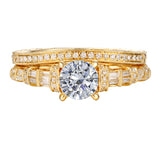 Fancy Cut Round and Taper Diamond Engagement Ring S2012077A and Matching Wedding Ring S2012077B
