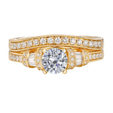 Fancy Cut Round and Taper Diamond Engagement Ring S2012078A and Matching Wedding Ring S2012078B