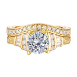 Fancy Cut Round and Taper Diamond Engagement Ring S2012079A and Matching Wedding Ring S2012079B