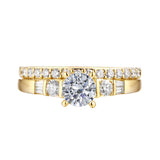 Fancy Cut Round and Taper Diamond Engagement Ring S2012080A and Matching Wedding Ring S2012080B