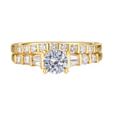 Fancy Cut Round and Taper Diamond Engagement Ring S2012082A and Matching Wedding Ring S2012082B