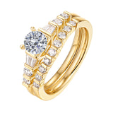 Fancy Cut Round and Taper Diamond Engagement Ring S2012082A and Matching Wedding Ring S2012082B