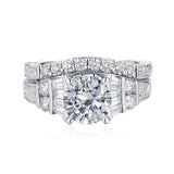 Fancy Cut Round and Taper Diamond Engagement Ring S2012083A and Matching Wedding Ring S2012083B