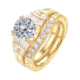 Fancy Cut Round and Taper Diamond Engagement Ring S2012083A and Matching Wedding Ring S2012083B