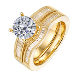 Fancy Cut Round and Taper Diamond Engagement Ring S2012084A and Matching Wedding Ring S2012084B