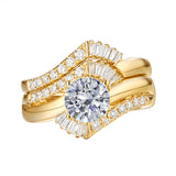 Fancy Cut Round and Taper Diamond Engagement Ring S2012085A and Matching Wedding Ring S2012085B