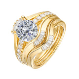 Fancy Cut Round and Taper Diamond Engagement Ring S2012086A and Matching Wedding Ring S2012086B