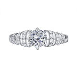 Fancy Cut Round and Taper Diamond Engagement Ring S2012088A