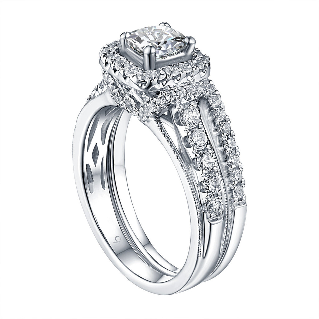 Cushion Cut Diamond Engagement Ring S201613A and Band Set S201613B