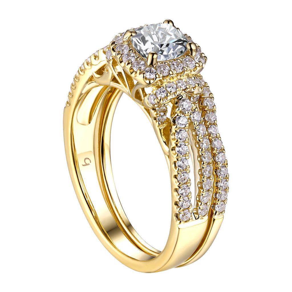 Cushion Cut Engagement Ring S201598A and Band Set S201598B