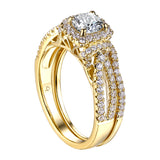 Cushion Cut Engagement Ring S201598A and Band Set S201598B
