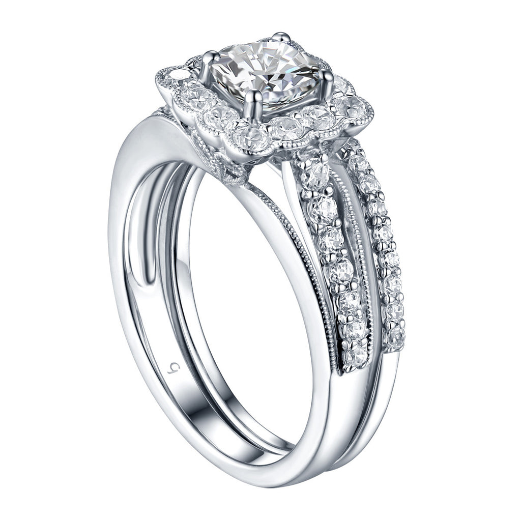 Cushion Cut Engagement Ring S201607A and Band Set S201607B