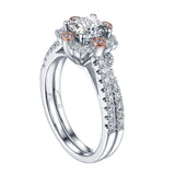 Two Tone Cushion Cut Engagement Ring S201603A and Band Set S201603B