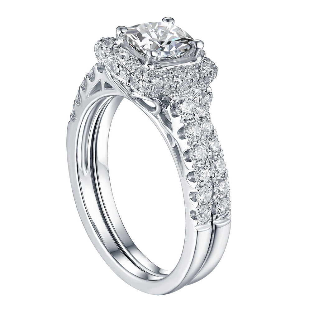 Cushion Cut Engagement Ring S201600A and Band Set S201600B