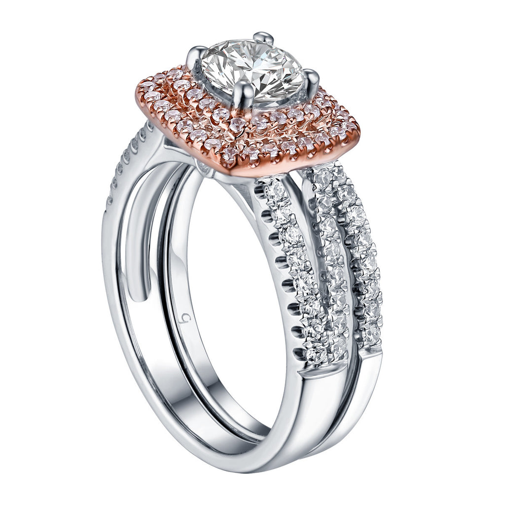 Modern Round Engagement Ring S201614A and Band Set S201614B