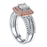 Modern Round Engagement Ring S201614A and Band Set S201614B