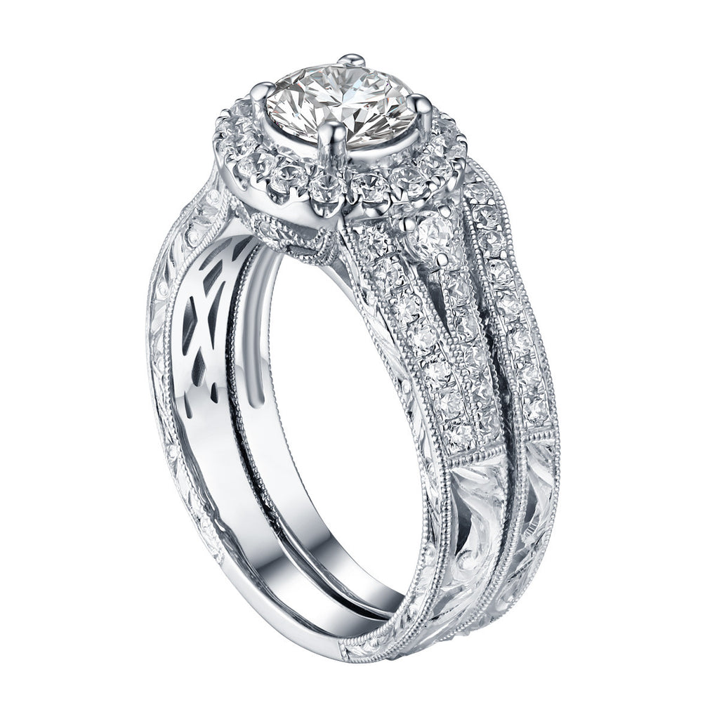 Round Engagement Ring S201595A and Band Set S201595B