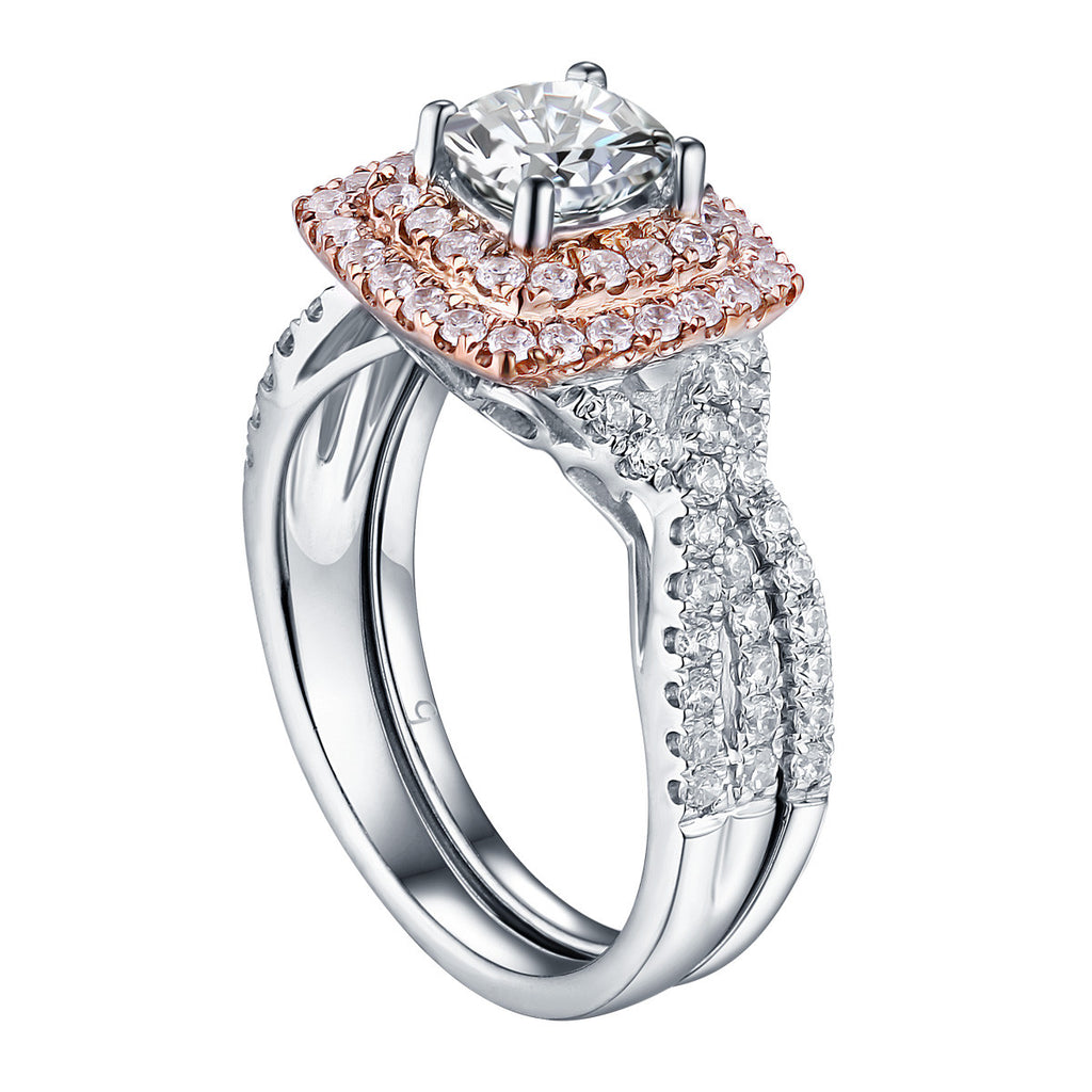 Cushion Cut Diamond Engagement Ring S201616A and Band Set S201616B