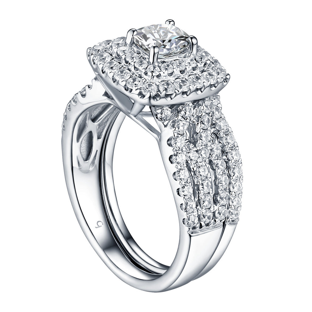 Cushion Cut Engagement Ring S201605A and Band Set S201605B