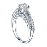 Modern Round Engagement Ring S201589A and Band Set S201589B