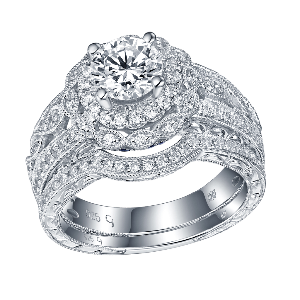 Renaissance Engagement Ring SV0223A and Band Sv0223B Set