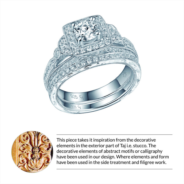 Taj Engagement Ring SV0230A and Wedding Ring SV0230B Set CJ Jewels International LLC.