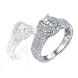 Renaissance Engagement Ring SV0224A and Band SV0224B Set