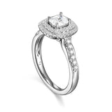 Round Diamond Double Halo Cushion Engagement Ring S201527A and Band S201527B Set