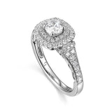 Round Diamond Double Halo Engagement Ring S201530A and Band S201530B