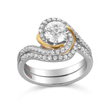 Modern Two Tone Engagement Ring S201791A and Band Set S201791B