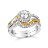 Modern Two Tone Engagement Ring S201792A and Band Set S201792B