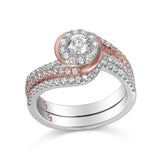 Modern Two Tone Engagement Ring S201793A and Band Set S201793B