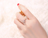 Rose Gold Diamond Fashion Flower Ring - S2012227