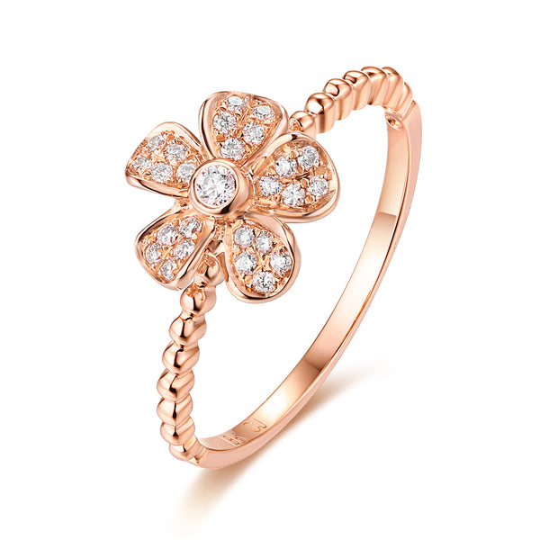 Rose Gold Diamond Fashion Flower Ring - S2012227 – CJ Jewels 