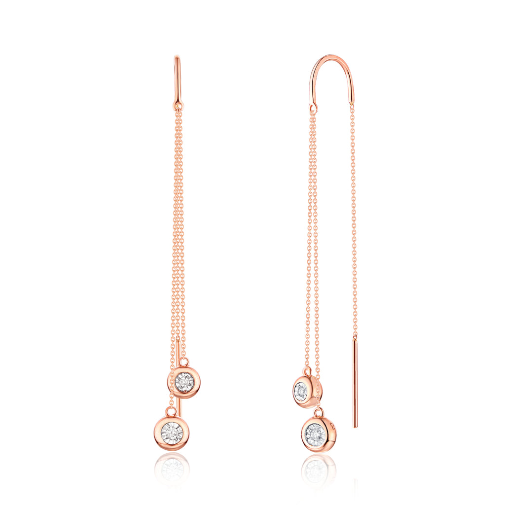 Rose Gold Diamond Drop Earrings - S2012236