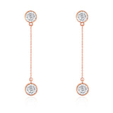 Rose Gold Bezel Set Diamond Drop Earrings - S2012260