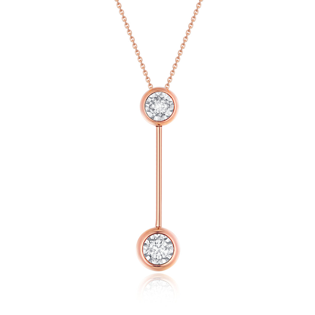 Rose Gold Bezel Set Diamond Drop Neckalce - S2012261