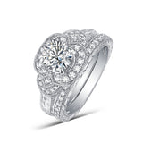 Halos Round Engagement Ring S2012681A and Band Set S2012681B