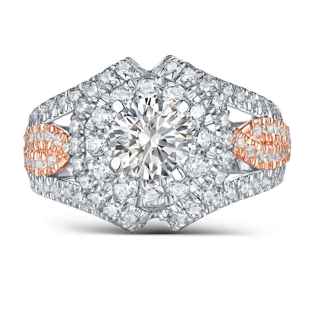 Halos Round Engagement Ring S2012683A and Band Set S2012683B