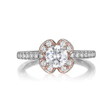 Floral Round Engagement Ring S201514A and Band Set S201514B