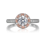 Floral Round Engagement Ring S201515A and Band Set S201515B