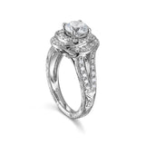 Round Diamond Halo Engagement Ring S201519A and Band S201519B Set