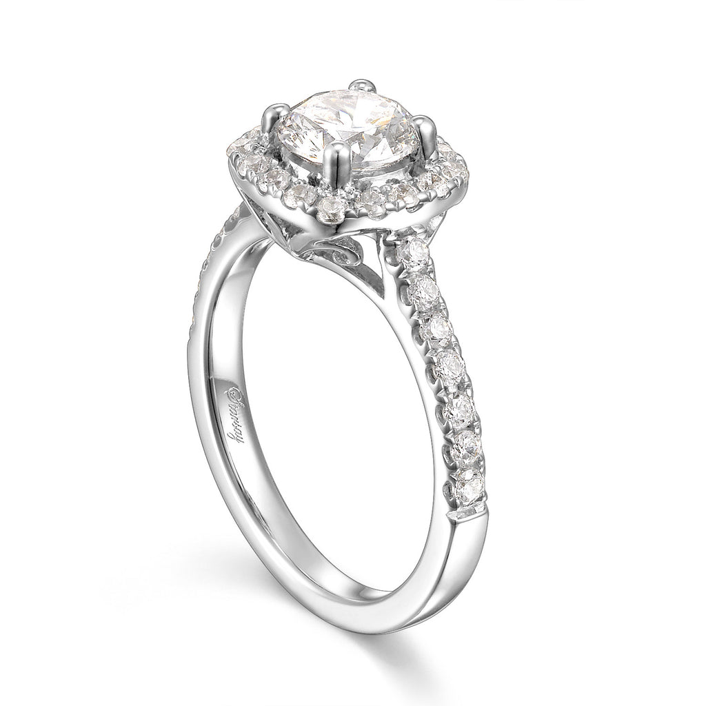 Round Diamond Halo Engagement Ring S201537A and Band Set S201537B