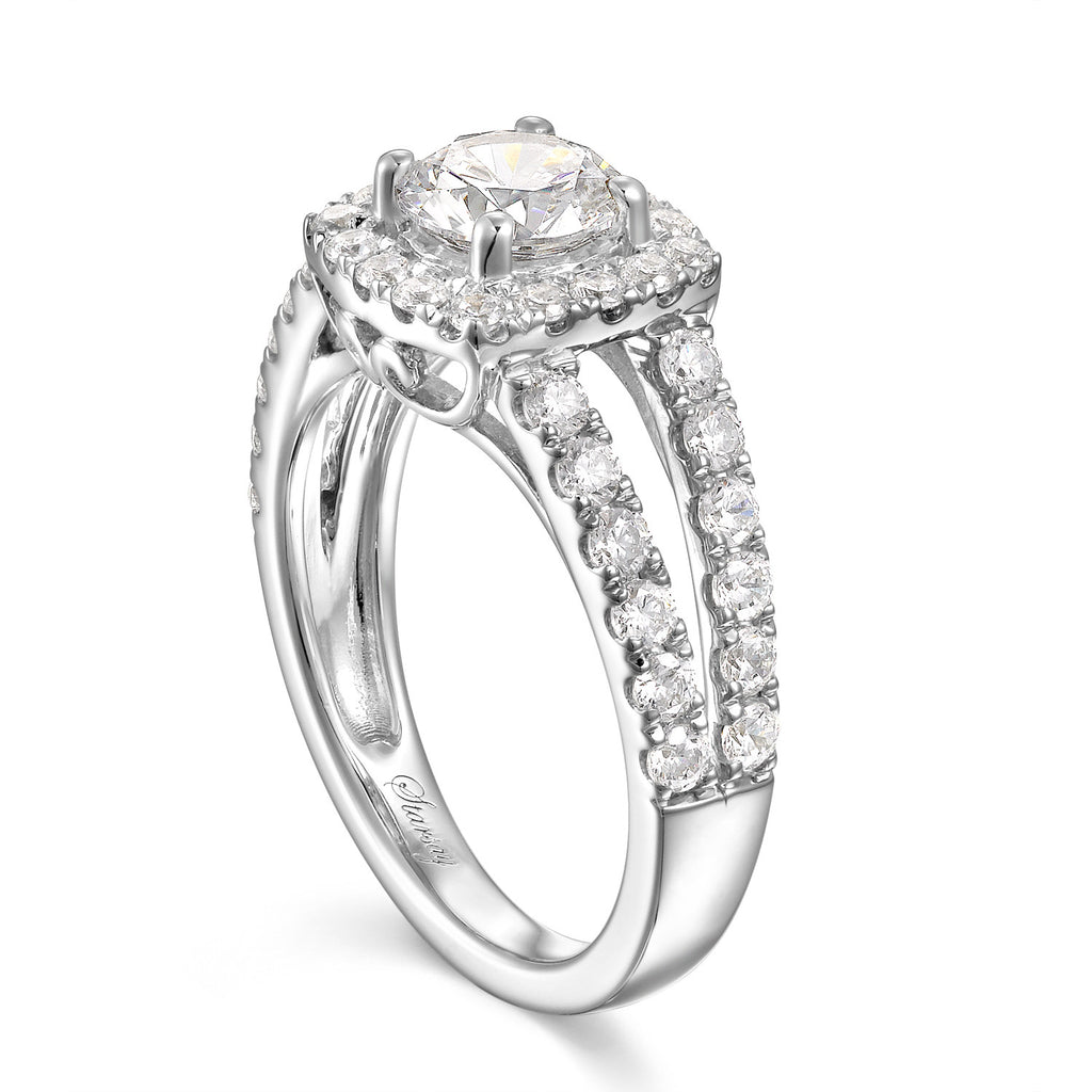 Round Diamond Halo Engagement Ring S201538A and Band Set S201538B