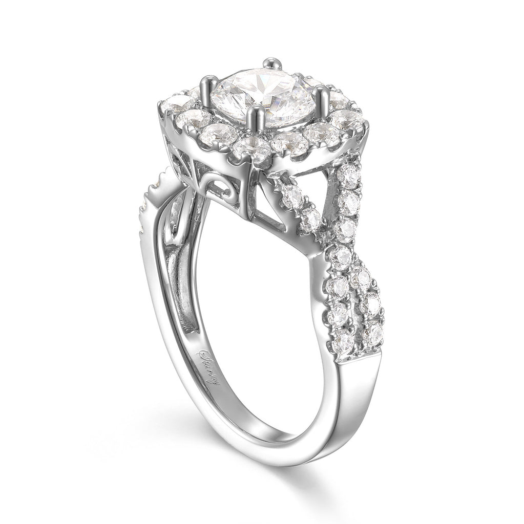 Round Diamond Halo Engagement Ring S201540A and Band Set S201540B