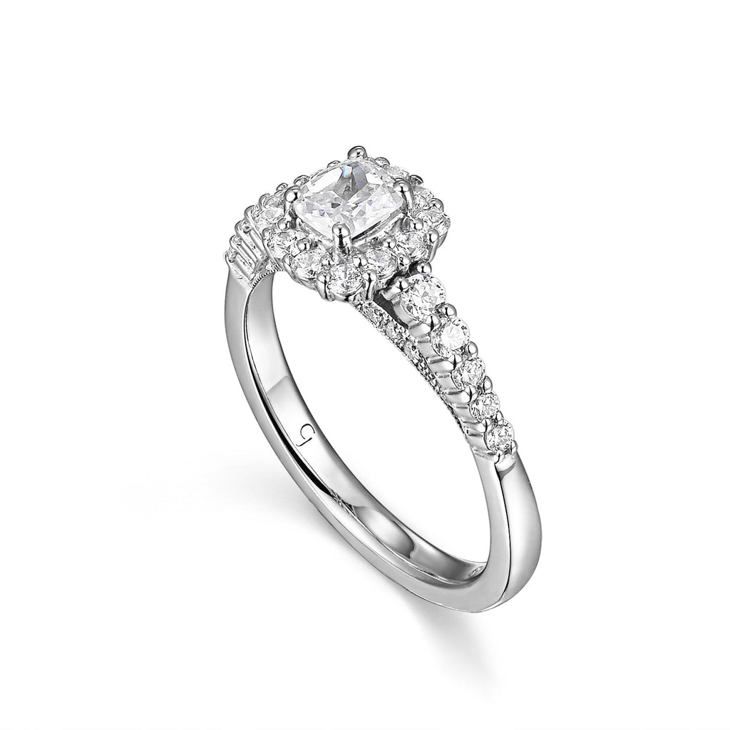Cushion Cut Diamond Engagement Ring S20159A and Band Set S20159B