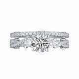White Gold Round Engagement Ring S201647A and Band S201647B